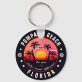 Porte-clés Pompano Beach Floride Retro Sunset Souvenir (Verso)