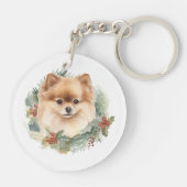 Porte-clés Pompe Poméranienne de la couronne de Noël (Dos)