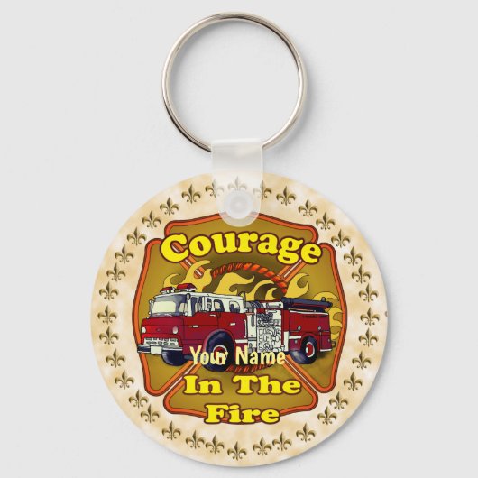 Porte-clés Pompier de camionnette Courage (Recto)