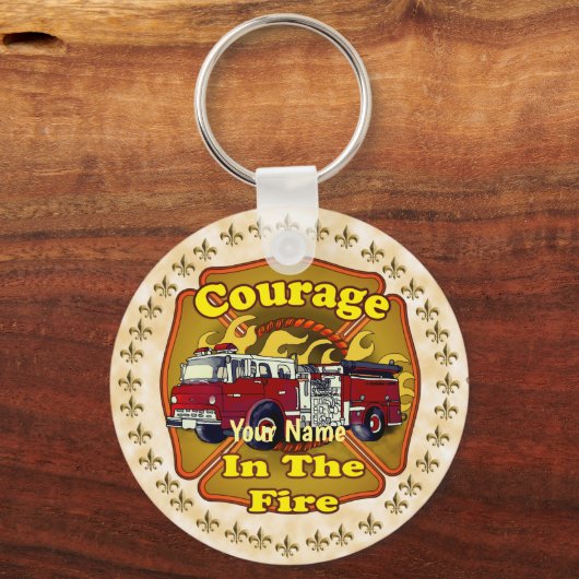 Porte-clés Pompier de camionnette Courage (Recto)