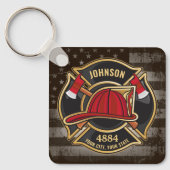 Porte-clés Pompier NOM Pompier Pompier Département d'incendie (Recto)