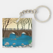 Porte-clés Pont Rustique En Pierre Sur Rivière Paysage nature (Dos)