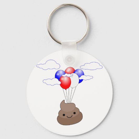 Porte-clés Poo Emoji Voler Avec Ballons (Recto)