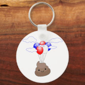 Porte-clés Poo Emoji Voler Avec Ballons (Recto)
