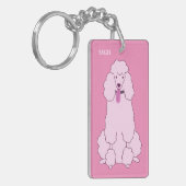 Porte-clés Poodé rose Monogramme personnalisé (Devant gauche)