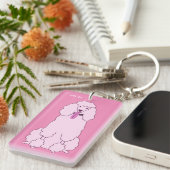 Porte-clés Poodé rose Monogramme personnalisé (Devant droit)