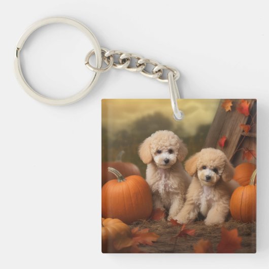 Porte-clés Poodle Chiot Automne Citrouille délice (Devant)
