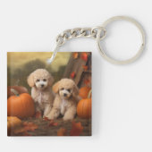 Porte-clés Poodle Chiot Automne Citrouille délice (Dos)