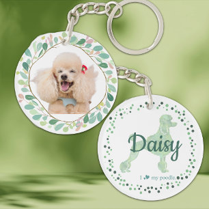 Porte-clés Poodle couleur Menthe personnalisé avec