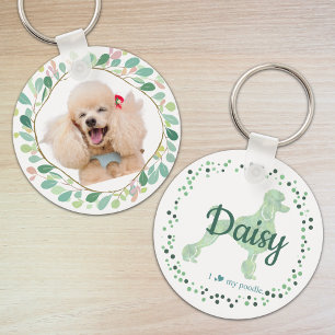 Porte-clés Poodle couleur Menthe personnalisé avec