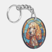 Porte-clés Poodle de chien en verre doux (Devant gauche)