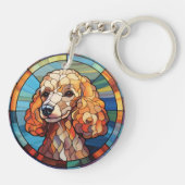 Porte-clés Poodle de chien en verre doux (Dos)