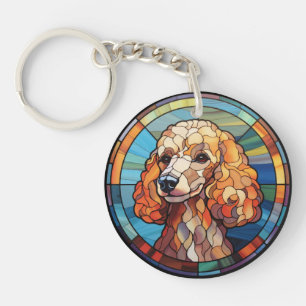 Porte-clés Poodle de chien en verre doux