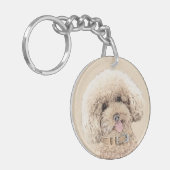 Porte-clés Poodle Miniature Toy Apricot Crème Chien Brown Art (Devant gauche)