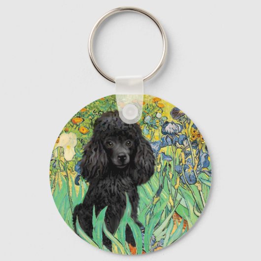 Porte-clés Poodle (noir 1) - Irises (Recto)