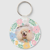 Porte-clés Poodle Pastel Pink Silhouette with Flower Wreath (Verso)