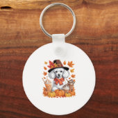 Porte-clés Poodle Thanksgiving Drinks Coffee Fall Leaves Pump (Recto)
