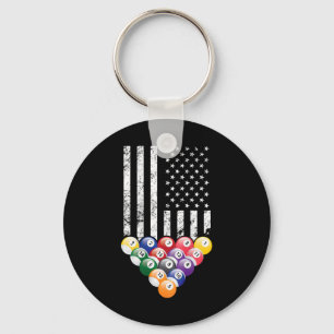 Porte-clés Pool Snooker Billard Joueur 8 Ball American Drapea