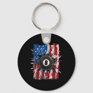 Porte-clés Pool Snooker Billard Joueur 8 Ball Usa Américain