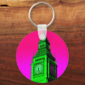 Porte-clés Pop Art Big Ben Londres Voyage rose Vert (Recto)