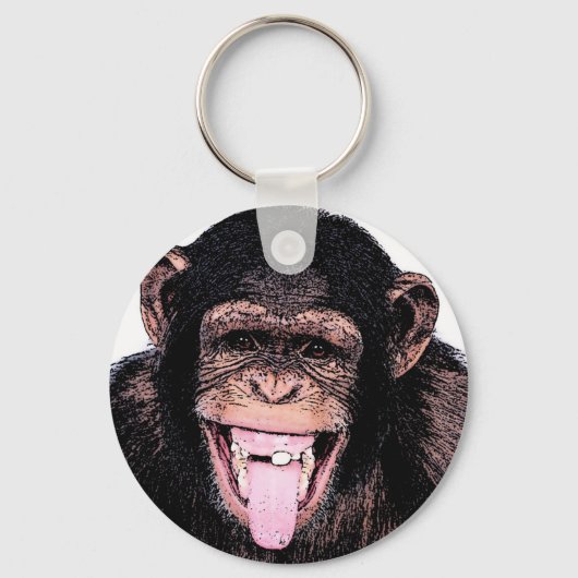 Porte-clés Pop Art Chimpanzé Sticking Tongue Out (Recto)