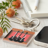 Porte-clés Pop Art Electric Guitare Monogramme initial (Devant Droit)