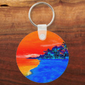 Porte-clés Pop Art Plage Exotique Palmiers (Recto)