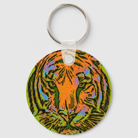 Porte-clés Pop Art TIGER HEAD + votre backgr. & idées (Recto)