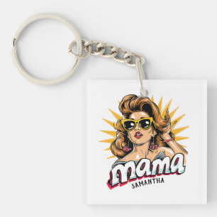 Porte-clés Pop Mama Retro Personnalisé Art 1