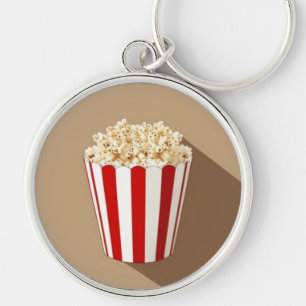 Porte-clés Popcorn dans un bain à rayures rouge et blanc