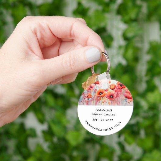 Porte-clés Poppies d'aquarelle rouge dans une entreprise de t (main)