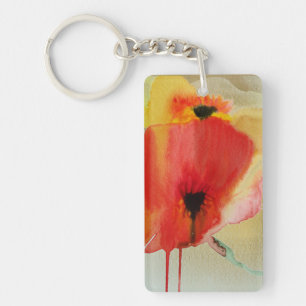 Porte-clés Poppies rouges Art floral moderne