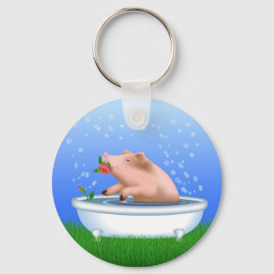 Porte-clés Porc prenant Bath