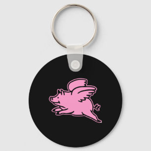 Porte-clés Porc rose noir de vol