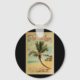 Porte-clés Port St Lucie Palm Tree Vintage voyage