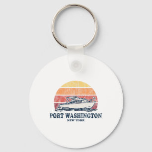 Porte-clés Port Washington Ny Bateau Vintage les années 70 Re