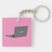 Porte-clés Portable gris avec logo d'oiseau (Dos)