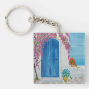 Porte-clés Porte bleue grecque