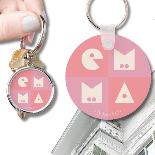 Porte-clés Porte - clé 4 lettres filles nom rose
