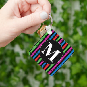 Porte-clés Porte - clé à bandes colorées avec Monogramme