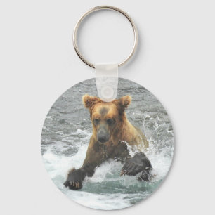Porte-clés Porte - clé à boutons avec ours grizzli