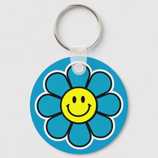 Porte-clés Porte - clé à fleurs (bleu) (Recto)
