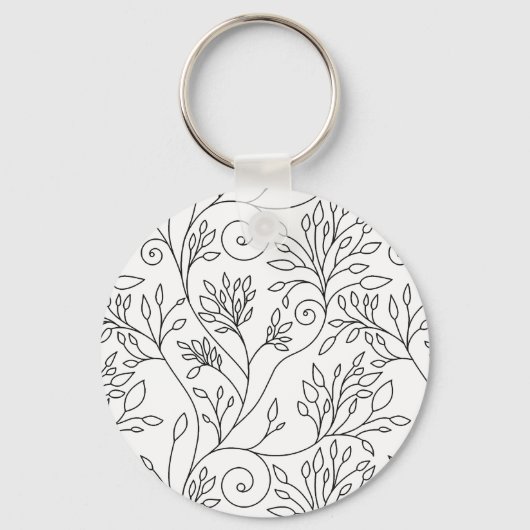Porte-clés Porte - clé à fleurs noir et blanc (Recto)