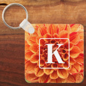 Porte-clés Porte - clé à fleurs orange avec monogramme (Recto)