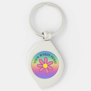 Porte-clés Porte - clé à fleurs rose arc-en-ciel personnalisé