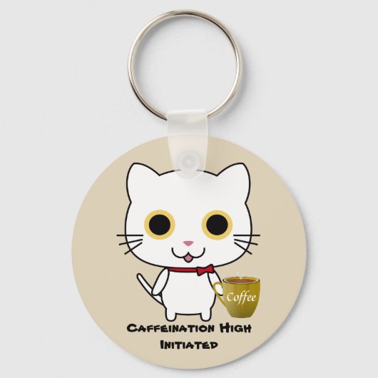 Porte-clés Porte - clé à haut bouton Cat Caffeine (Recto)