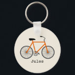 Porte-clés Porte - clé à vélo orange<br><div class="desc">Un porte - clé avec l'illustration d'un vélo orange. Personnalisez avec votre nom sous vélo.</div>