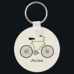 Porte-clés Porte - clé à vélo vert<br><div class="desc">Un porte - clé avec l'illustration d'un vélo vert. Personnalisez avec votre nom sous vélo.</div>