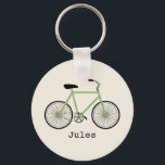 Porte-clés Porte - clé à vélo vert<br><div class="desc">Un porte - clé avec l'illustration d'un vélo vert. Personnalisez avec votre nom sous vélo.</div>