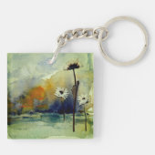 Porte-clés Porte - clé Abstrait de fleurs d'aquarelle (Dos)